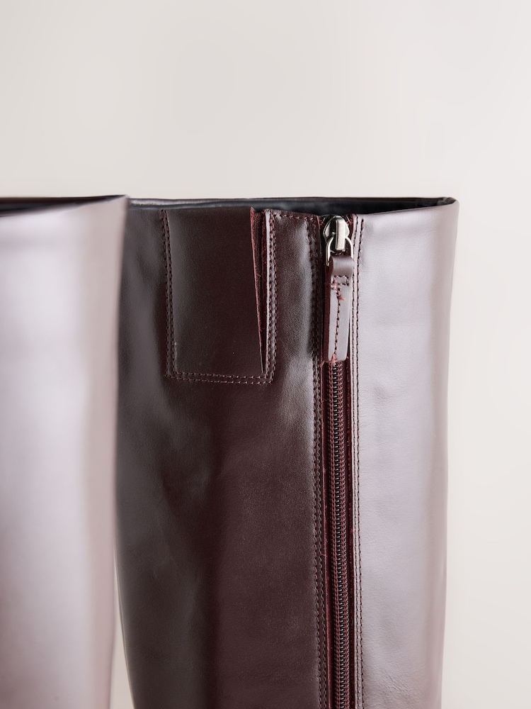 Burgundy Red Standard fit Standard Foot With Slim Calf Forever Comfort®? Chisel Toe Western Style Leather Knee High Boots - Image 5 of 5 Burgundy Red Standard fit Standard Foot With Slim Calf Forever Comfort®? Chisel Toe Western Style Leather Knee High Boots - Image 5 of 5