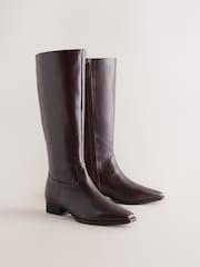 Burgundy Red Standard fit Standard Foot With Slim Calf Forever Comfort®? Chisel Toe Western Style Leather Knee High Boots - Image 6 of 9