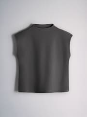 The Set 4 Pack Mock Neck Cap Sleeve Formal Tops Grey/Charcoal/Black/White - Image 4 of 7