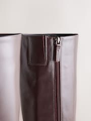 Бургундия қызылы - Standard Foot With Wide Calf Forever Comfort®? Chisel Toe Western Style Leather Knee High Boots - 5суретінің 4 суреті