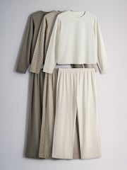 The Set 3 Pack Long Sleeve Cotton Pyjamas Animal/Taupe/Ecru - Image 1 of 9