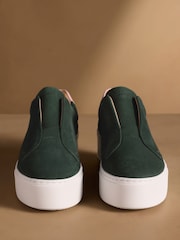 Russell & Bromley Teal Blue Suede Park Up Laceless Flatform Trainers - Image 3 of 7