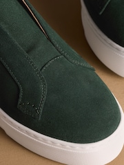 Russell & Bromley Teal Blue Suede Park Up Laceless Flatform Trainers - Image 4 of 7