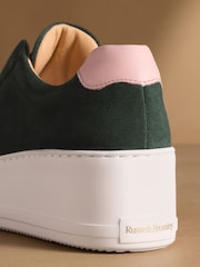 Russell & Bromley Teal Blue Suede Park Up Laceless Flatform Trainers - Image 6 of 7