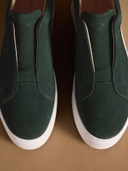 Russell & Bromley Teal Blue Suede Park Up Laceless Flatform Trainers - Image 7 of 7