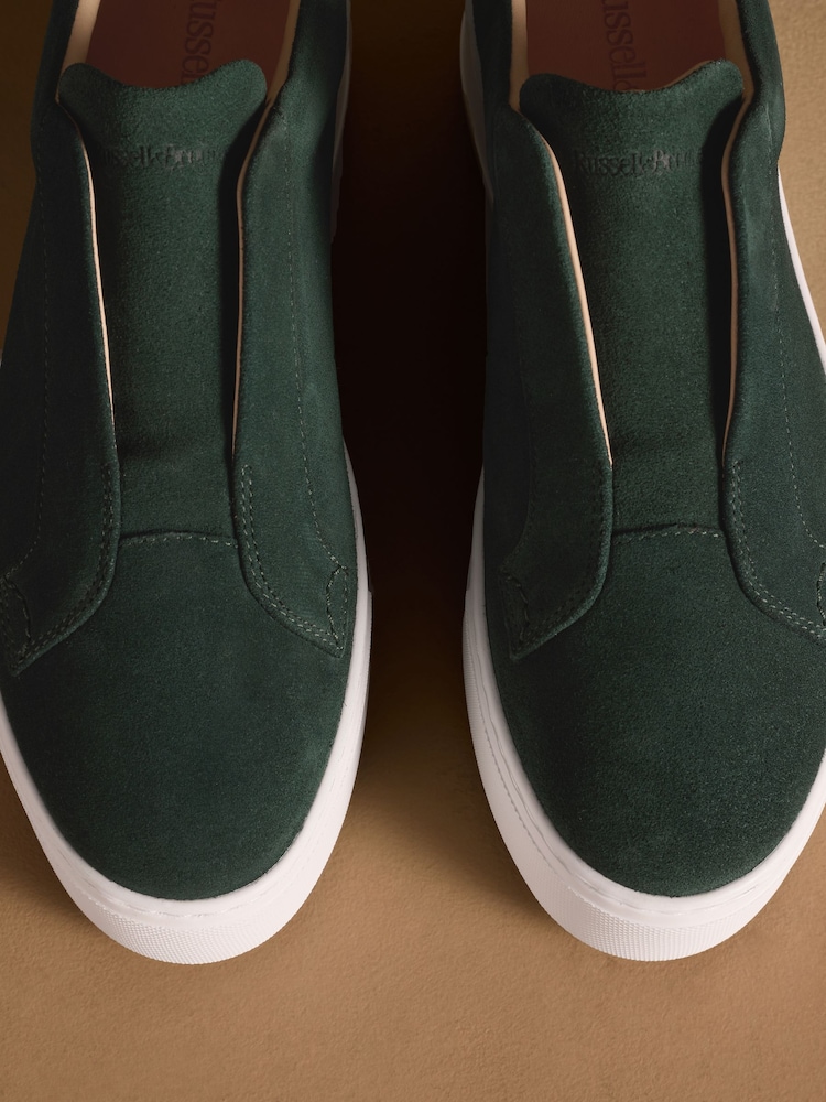 Russell & Bromley Teal Blue Suede Park Up Laceless Flatform Trainers - Image 7 of 7