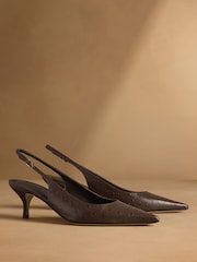 Russell & Bromley Brown Animal Hillcliffe Slingback Mid Court Shoes - Image 1 of 7