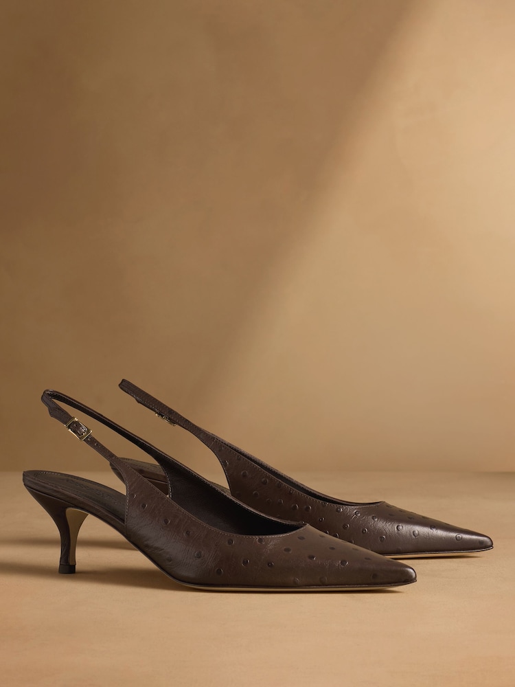 Russell & Bromley Brown Animal Hillcliffe Slingback Mid Court Shoes - Image 1 of 7 Russell & Bromley Brown Animal Hillcliffe Slingback Mid Court Shoes - Image 1 of 7