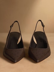 Russell & Bromley Brown Animal Hillcliffe Slingback Mid Court Shoes - Image 3 of 7