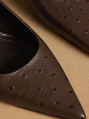 Russell & Bromley Brown Animal Hillcliffe Slingback Mid Court Shoes - Image 4 of 7