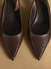 Russell & Bromley Brown Animal Hillcliffe Slingback Mid Court Shoes - Image 5 of 7