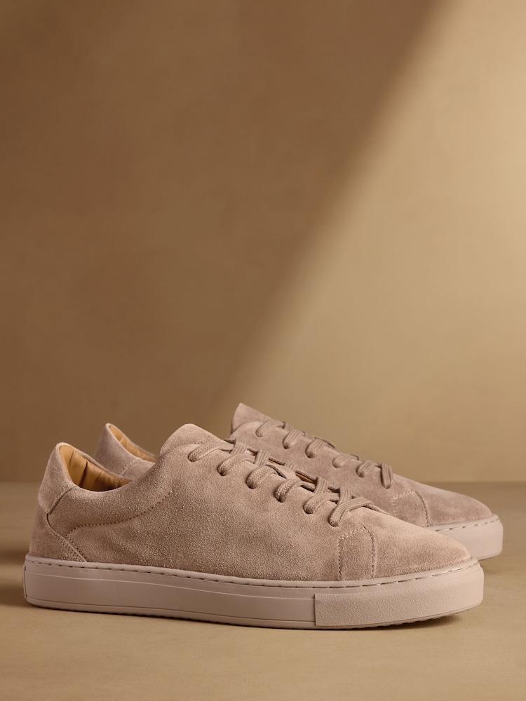 Russell & Bromley Stone Suede Redburn Classic Trainers - Image 1 of 7