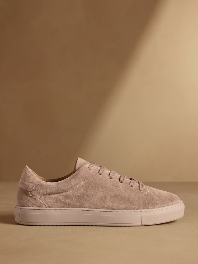 Russell & Bromley Stone Suede Redburn Classic Trainers - Image 2 of 7