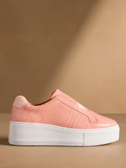 Russell & Bromley Rose Pink Animal Print Park Up Laceless Flatform Trainers - Image 2 of 7