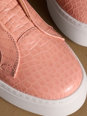 Russell & Bromley Rose Pink Animal Print Park Up Laceless Flatform Trainers - Image 4 of 7