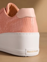 Russell & Bromley Rose Pink Animal Print Park Up Laceless Flatform Trainers - Image 6 of 7