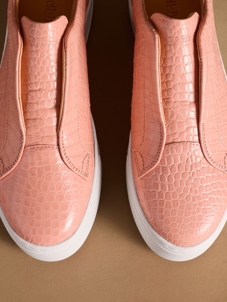 Russell & Bromley Rose Pink Animal Print Park Up Laceless Flatform Trainers - Image 7 of 7