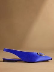 Russell & Bromley Blue Satin Carden Slingback Shoes - Image 2 of 7