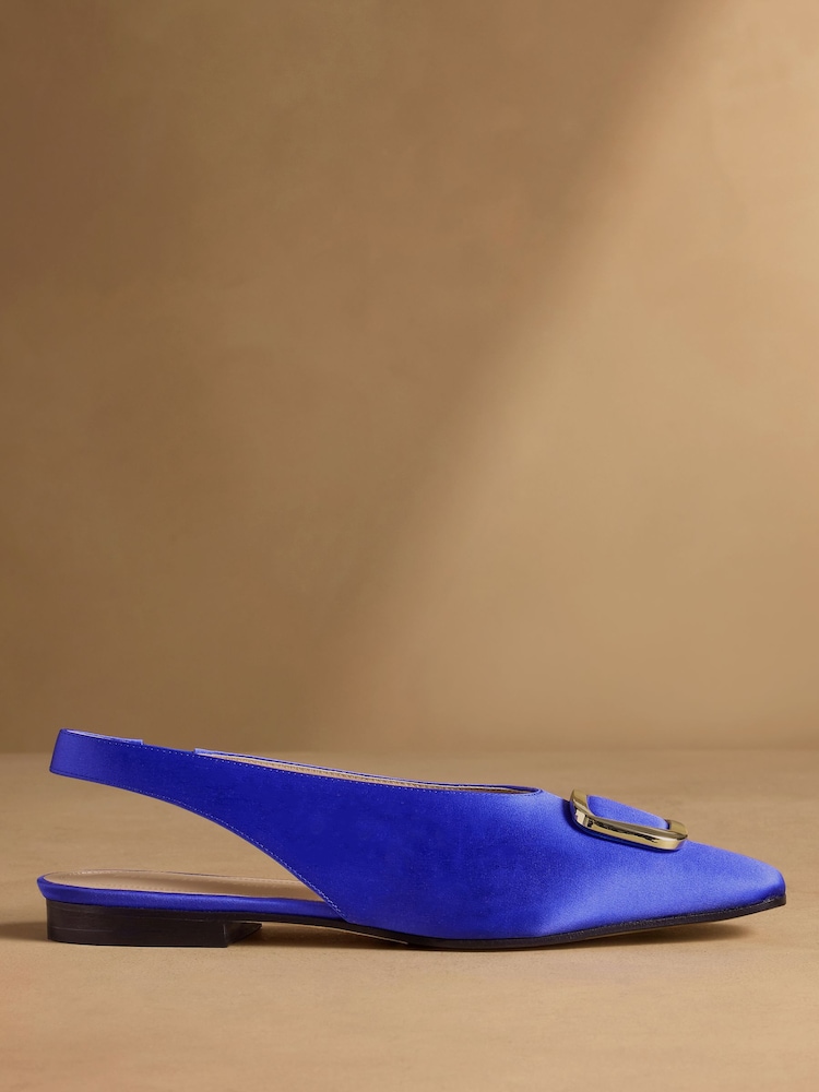 Russell & Bromley Blue Satin Carden Slingback Shoes - Image 2 of 7
