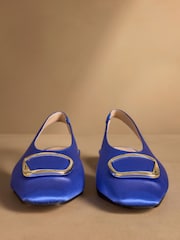 Russell & Bromley Blue Satin Carden Slingback Shoes - Image 3 of 7
