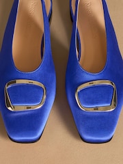 Russell & Bromley Blue Satin Carden Slingback Shoes - Image 4 of 7