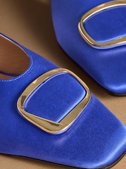 Russell & Bromley Blue Satin Carden Slingback Shoes - Image 5 of 7