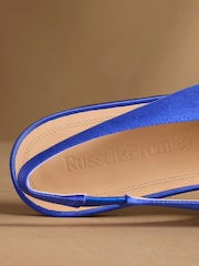 Russell & Bromley Blue Satin Carden Slingback Shoes - Image 6 of 7