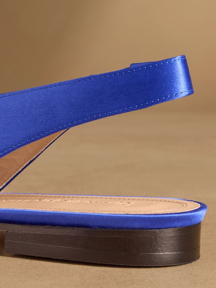 Russell & Bromley Blue Satin Carden Slingback Shoes - Image 7 of 7