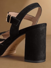 Russell & Bromley Black Suede Onform Heeled Platform Sandals - Image 6 of 7