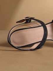Russell & Bromley Black Suede Onform Heeled Platform Sandals - Image 7 of 7
