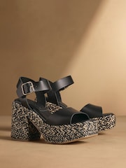Russell & Bromley Black Satley Espadrille Heeled Sandals - Image 1 of 7