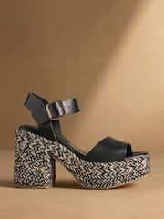 Russell & Bromley Black Satley Espadrille Heeled Sandals - Image 2 of 7