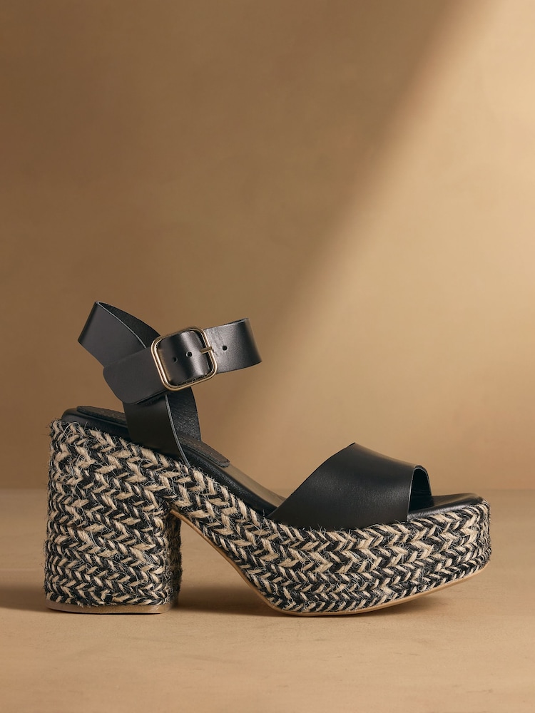 Russell & Bromley Black Satley Espadrille Heeled Sandals - Image 2 of 7 Russell & Bromley Black Satley Espadrille Heeled Sandals - Image 2 of 7