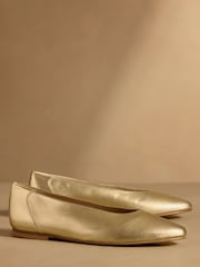 Russell & Bromley Gold Norbury Ballet Flats - Image 1 of 7