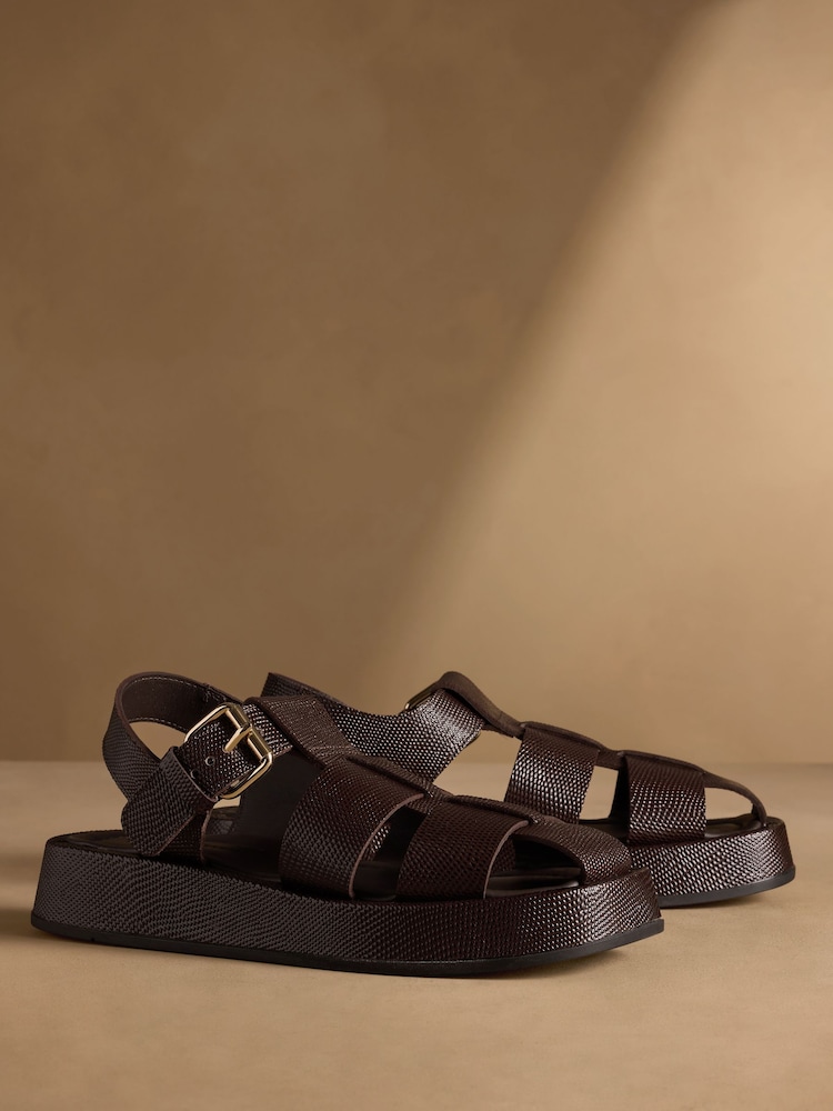 Russell & Bromley Dark Brown Fisherman Sandals - Image 1 of 7 Russell & Bromley Dark Brown Fisherman Sandals - Image 1 of 7