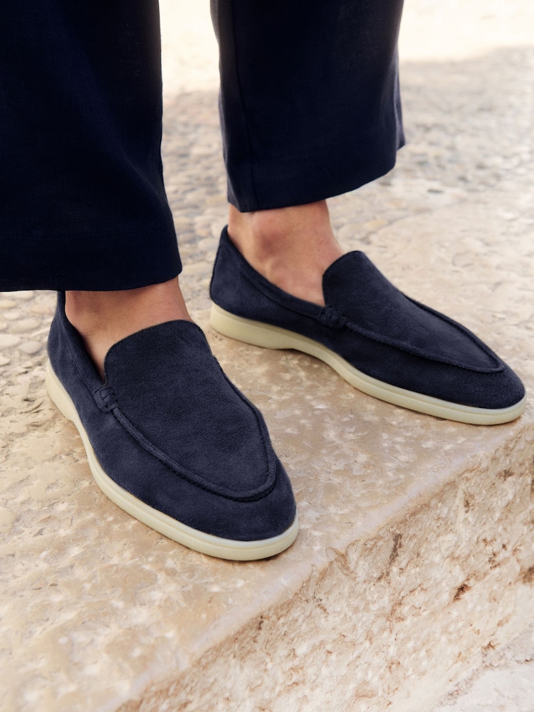 Russell & Bromley Navy Suede Benny Loafers - Image 1 of 6 Russell & Bromley Navy Suede Benny Loafers - Image 1 of 6