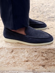 Russell & Bromley Navy Suede Benny Loafers - Image 2 of 6