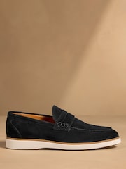 Russell & Bromley Navy Suede Benny Loafers - Image 5 of 6
