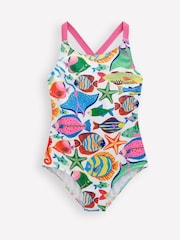 Boden Orange Cross Back Printed Swimsuit - Image 1 of 3