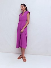 Boden Purple Alba Smocked Jersey Midi Dress - Image 5 of 6