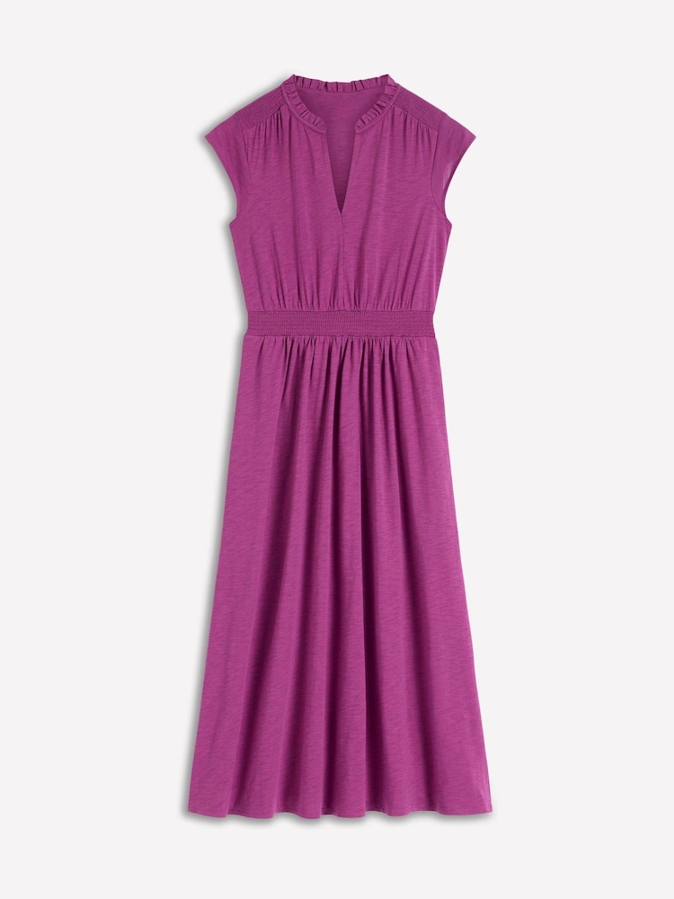 Boden Purple Alba Smocked Jersey Midi Dress - Image 6 of 6