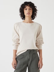 שמנת - Hush חולצה מכותנת ג'רזי עם שרוול נפוח, דגם Emily - תמונה 1 מתוך 5