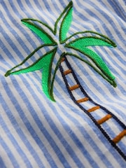 Boden Blue Embroidered Short Sleeve Shirt - Image 3 of 3