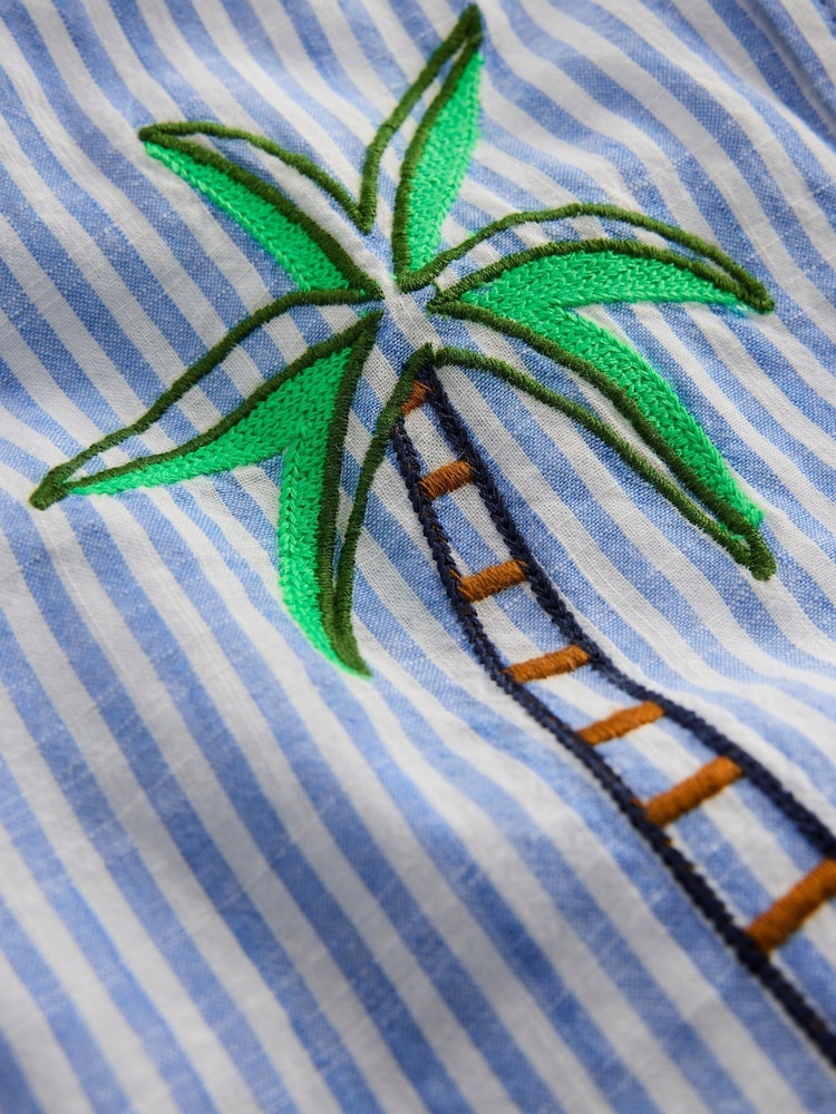 Boden Blue Embroidered Short Sleeve Shirt - Image 3 of 3