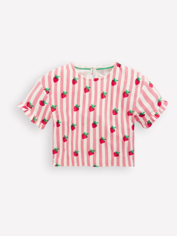 Boden Pink Dropped Shoulder Towelling Top - Image 1 of 3