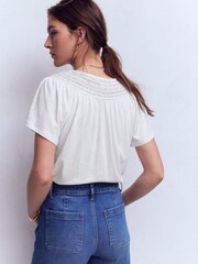 Boden White Edi Trim Detail T-Shirt - Image 3 of 5