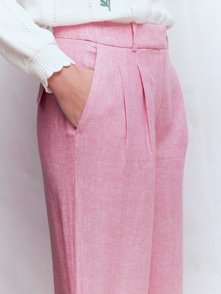 Boden Pink Bloomsbury Linen Trousers - Image 2 of 5