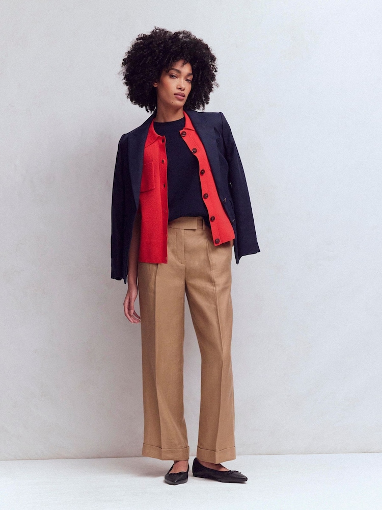 Boden Brown Chiswick Turn Up Crop Trousers - Image 1 of 5 Boden Brown Chiswick Turn Up Crop Trousers - Image 1 of 5