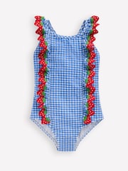Boden Blue Flutter Trim Swimsuit - Image 1 of 3