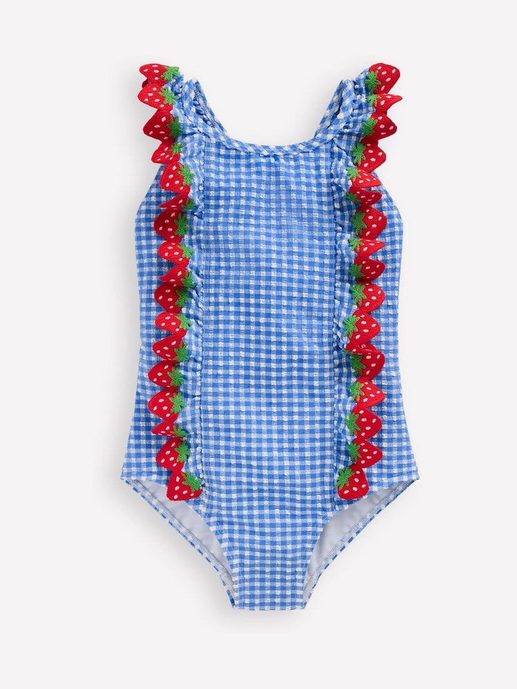 Boden Blue Flutter Trim Swimsuit - Image 1 of 3